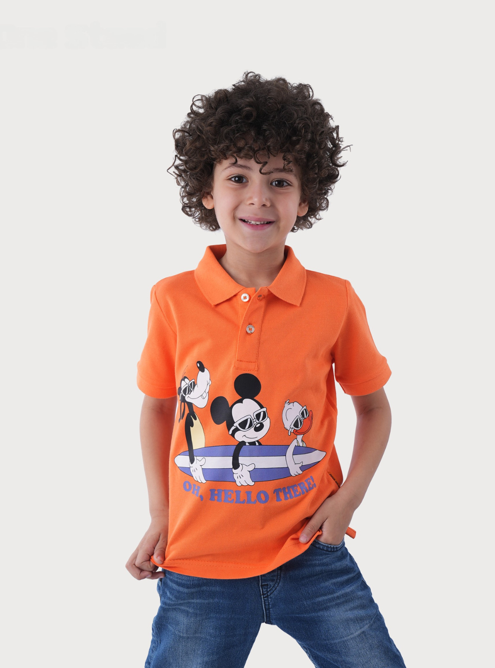 polo shirt with Mickey Mouse, Duck and Dog Print