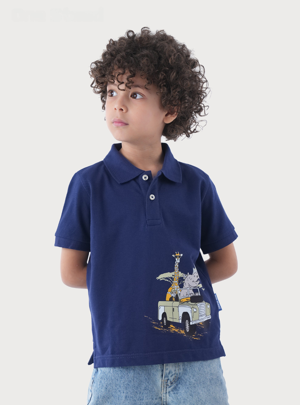 Polo Shirt With Giraffe And Rhino Print