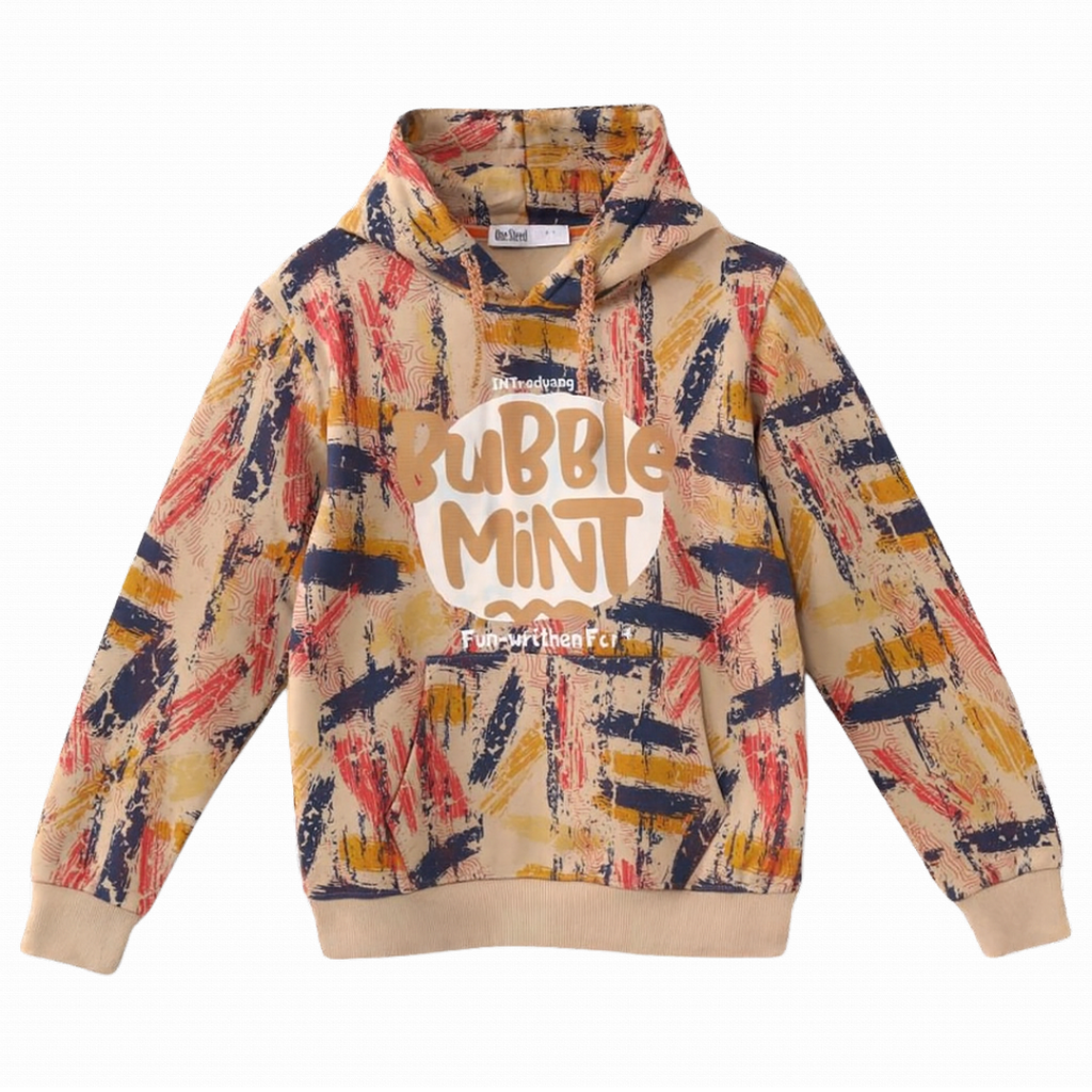 Hoodie Full Cover Brushstroke with 'BuBBle MINT' Front Print