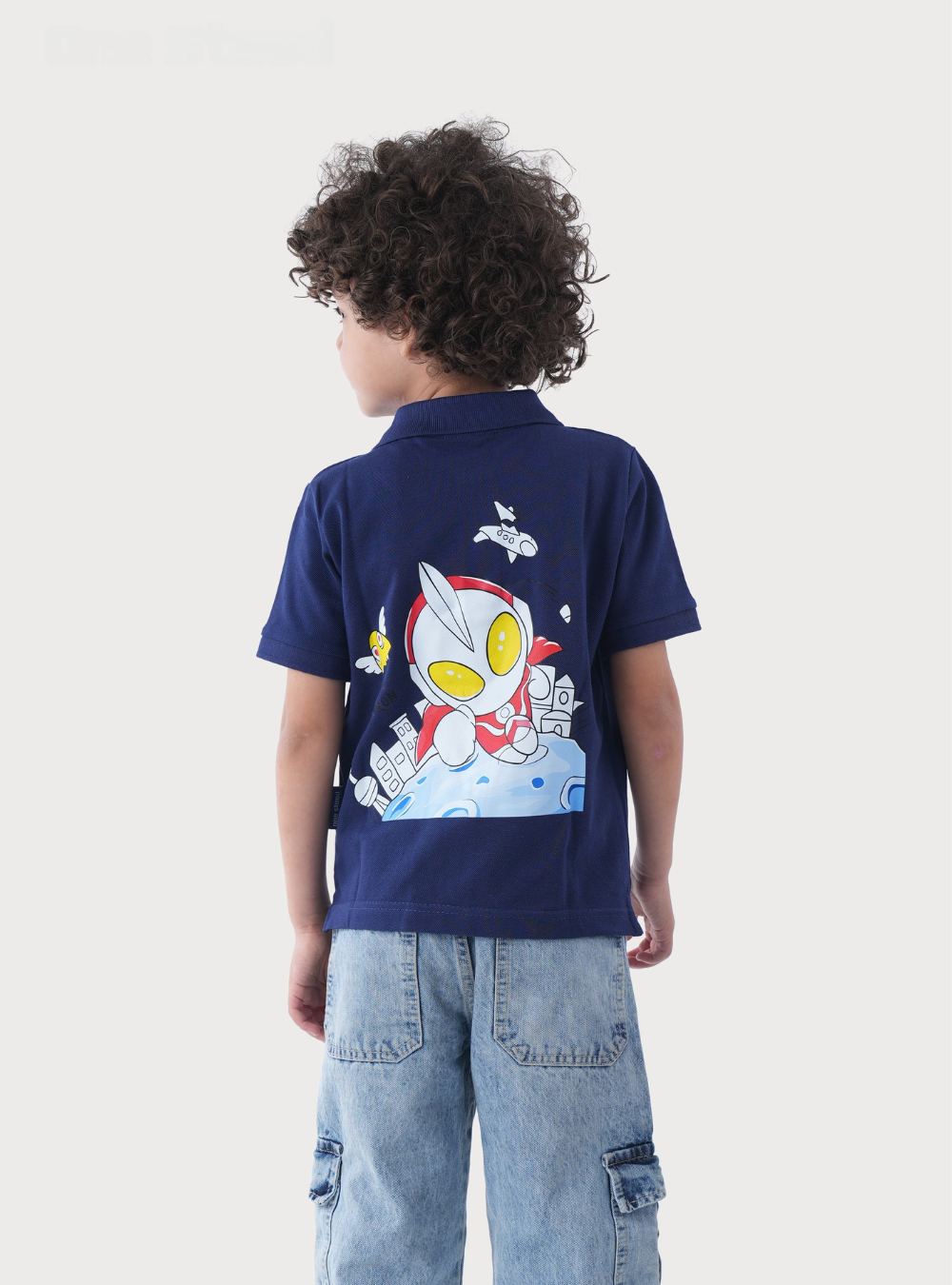Polo Shirt with Cartoon Superhero Print
