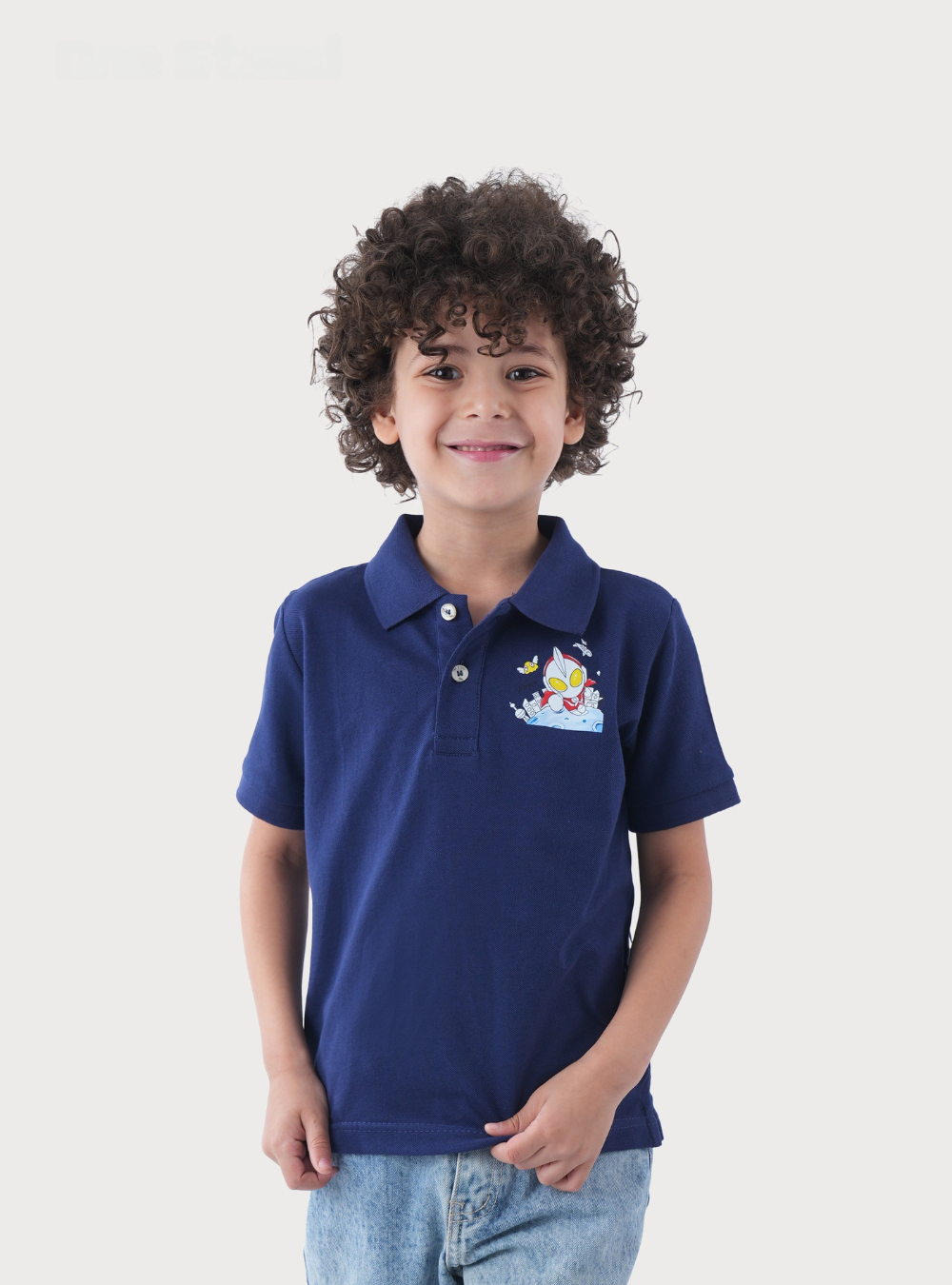 Polo Shirt with Cartoon Superhero Print