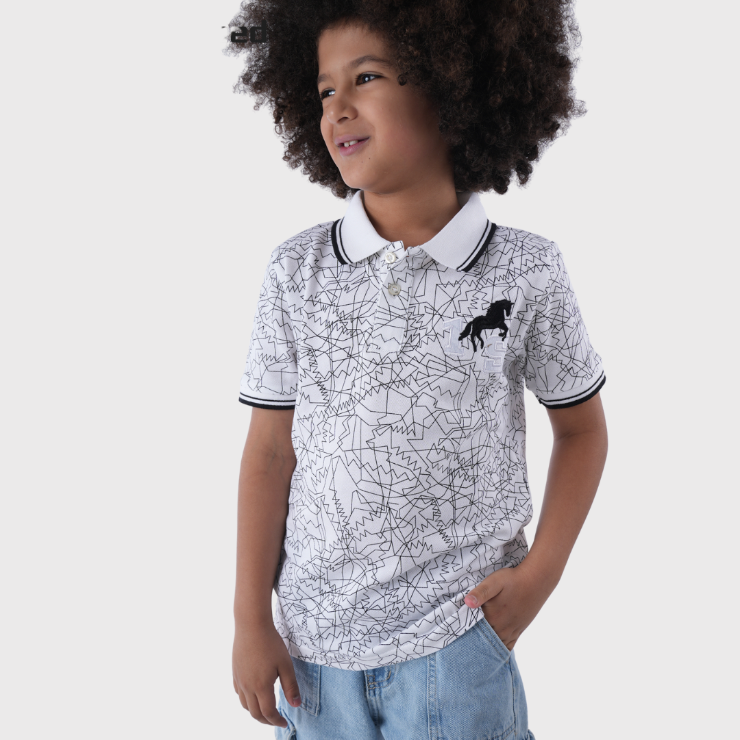 Polo Shirt With A Striking Geometric Pattern