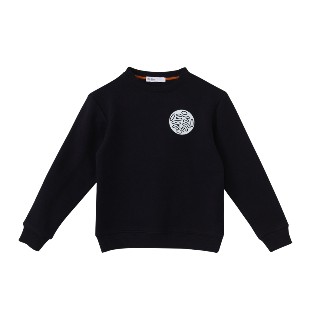 Sweatshirt Graphic and Circular Symbol Motifs