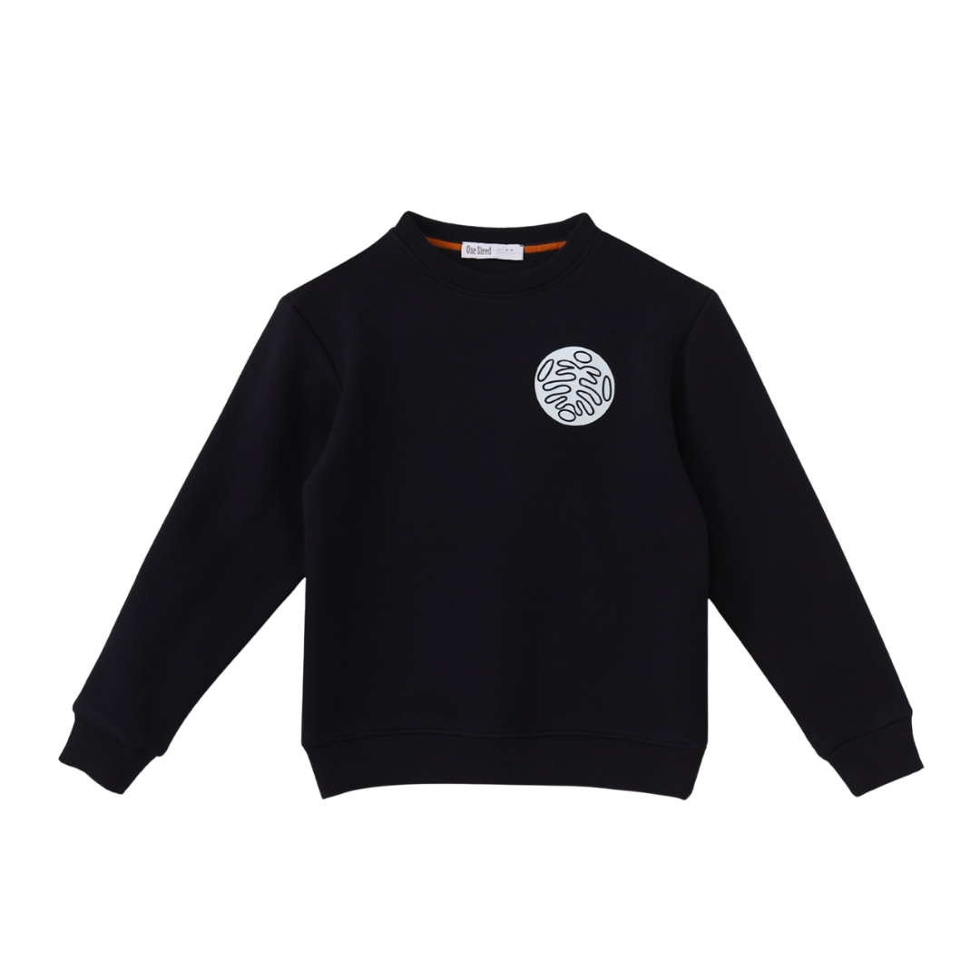 Sweatshirt Graphic and Circular Symbol Motifs