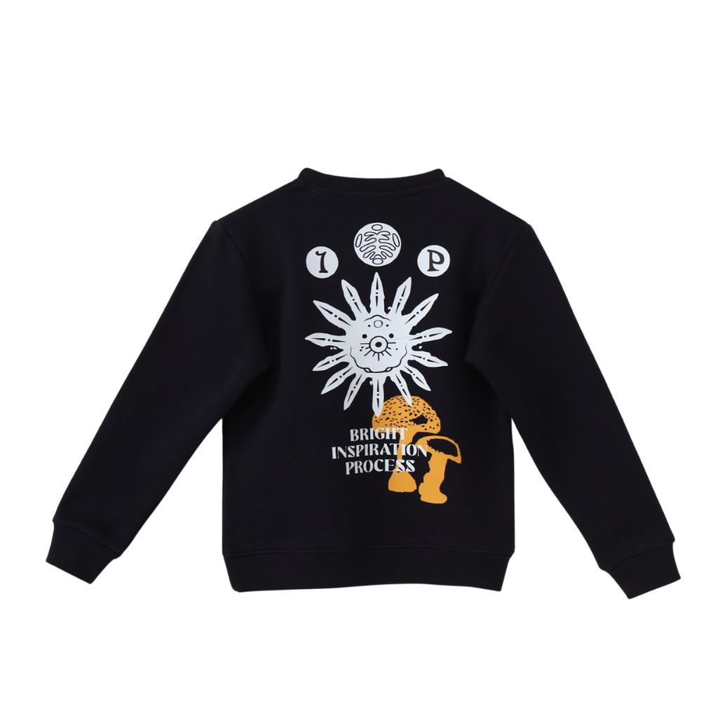Sweatshirt Graphic and Circular Symbol Motifs
