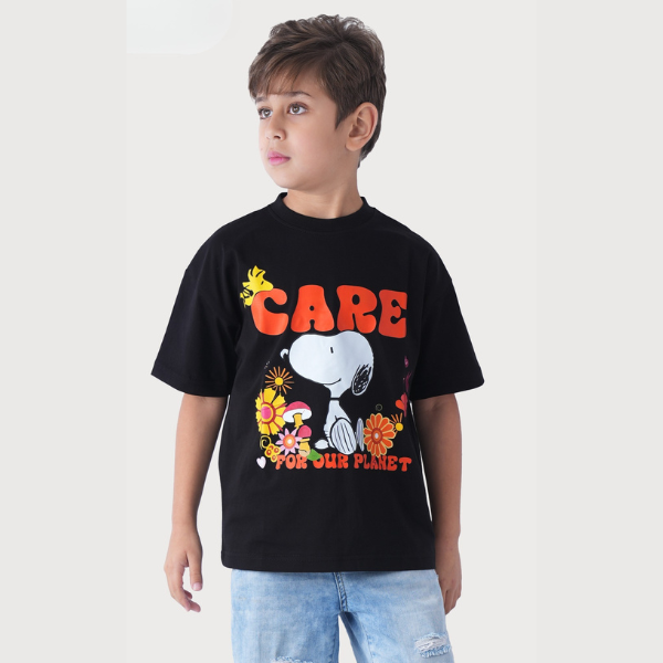 Care For Our Planet Snoopy Graphic T‑Shirt For Kids