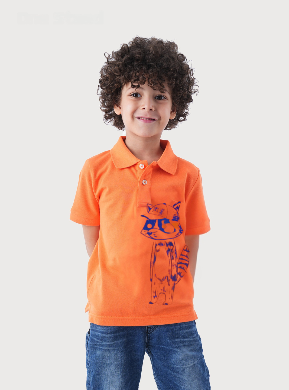 Polo Shirt With Cat Graphic Print