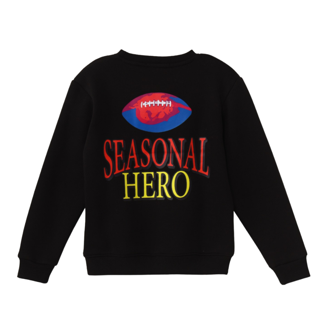 Sweatshirt With Multicolor Football And SEASONAL HERO Back Print