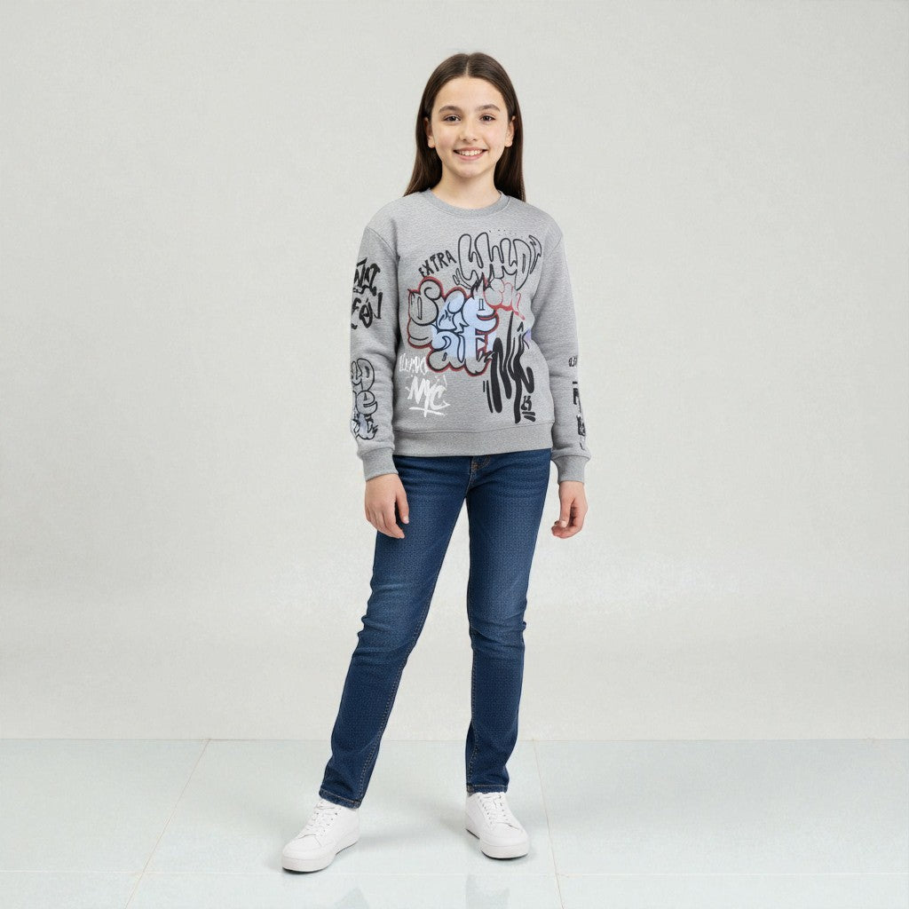Sweatshirt with Graffiti Print