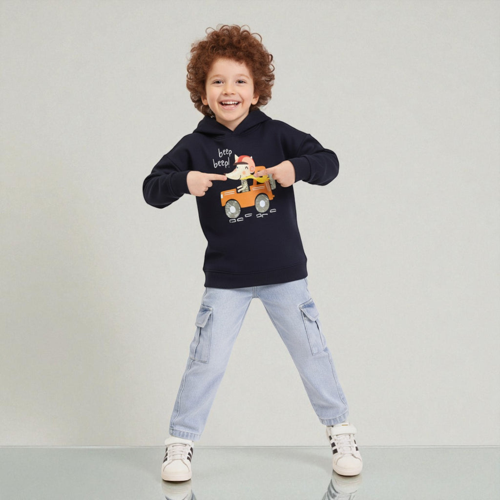 Hoodie Funny Cartoon Ride With Front Print