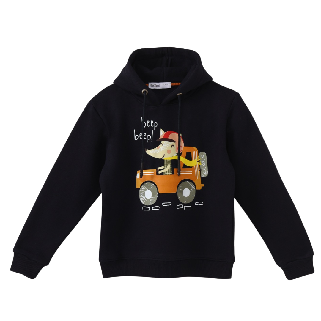 Hoodie Funny Cartoon Ride With Front Print
