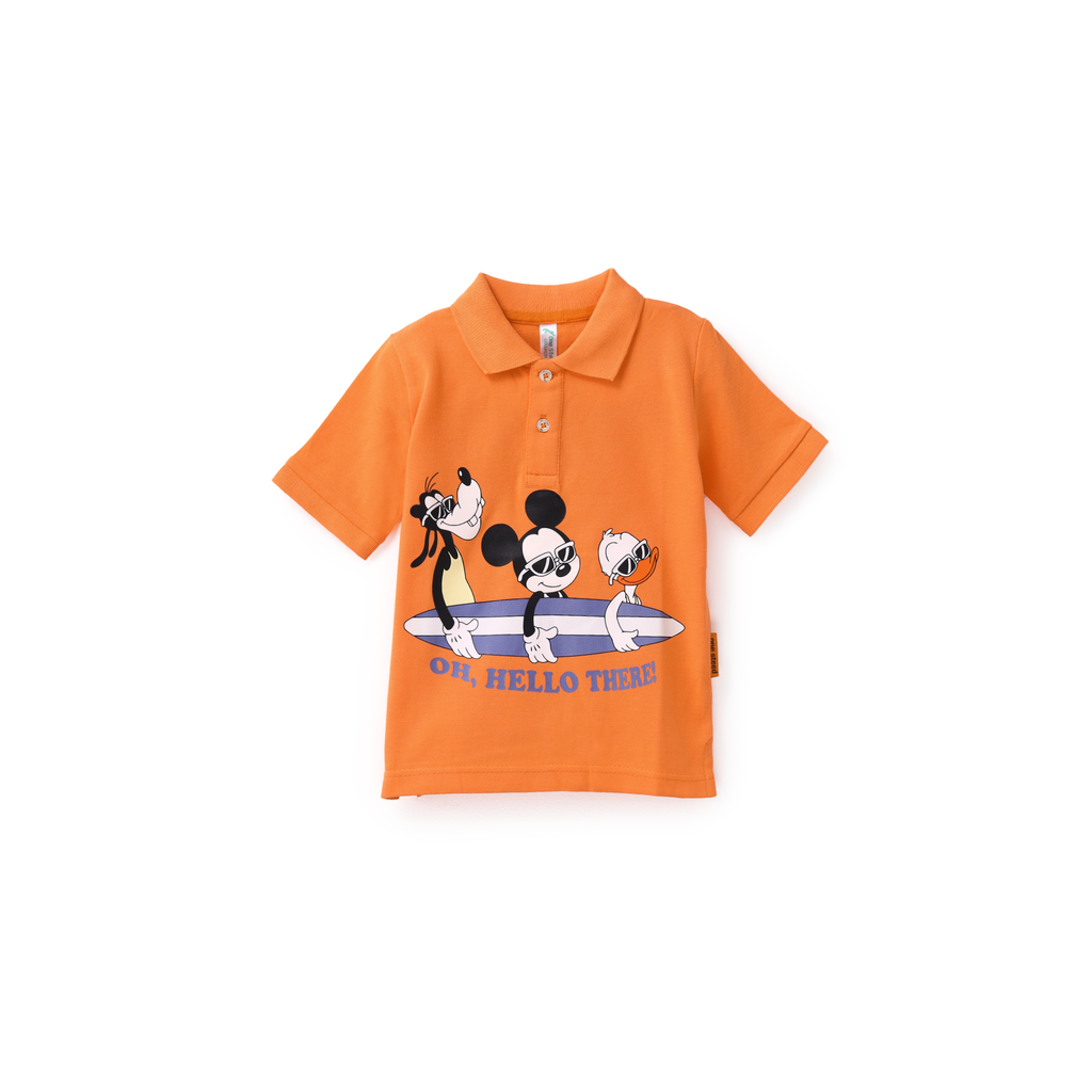 polo shirt with Mickey Mouse, Duck and Dog Print