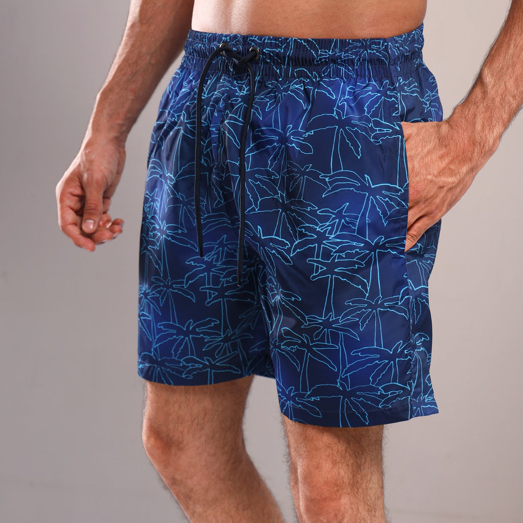 Navy Palms Swim Shorts