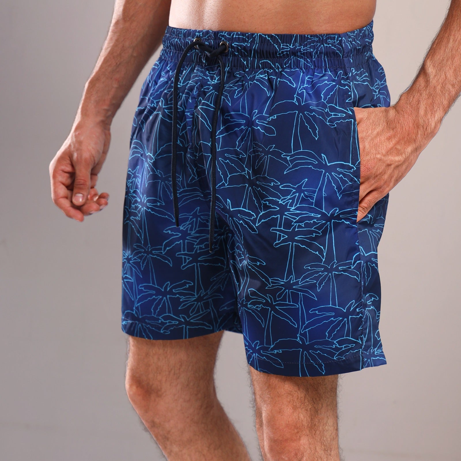 Navy Palms Swim Shorts